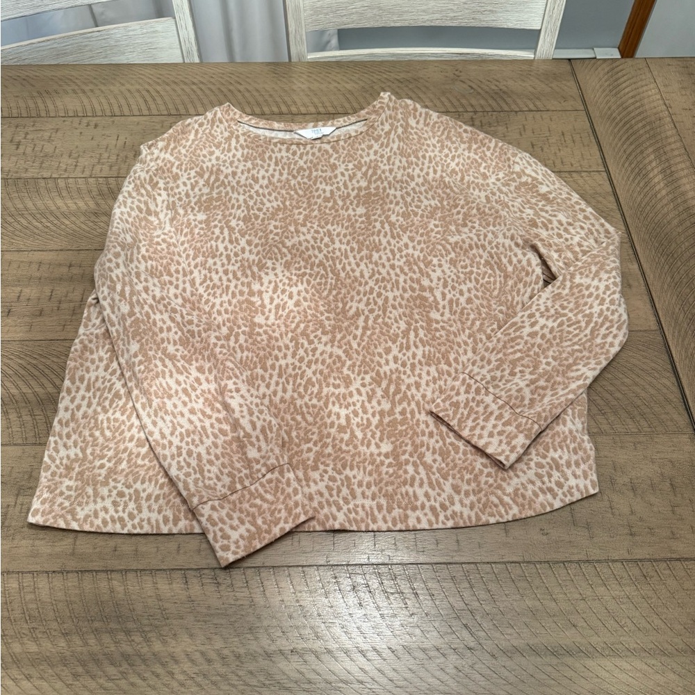 Time and Tru Tan Animal Print Top